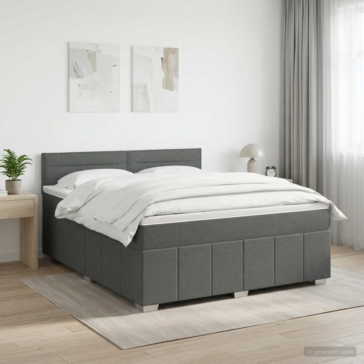 Boxspring ágy matraccal Sötétszürke 180 x 200 cm Szövet