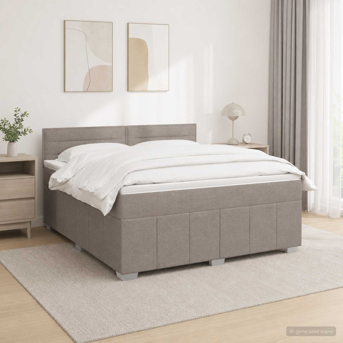 Boxspring ágy matraccal Tópszínű 160 x 200 cm Szövet