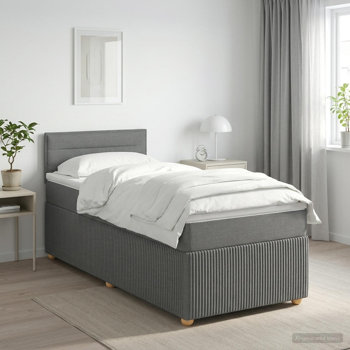 Boxspring ágy matraccal Sötétszürke 100 x 200 cm Szövet