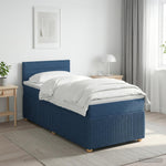 Boxspring ágy matraccal fejtámlával Kék 90 x 200 cm Szövet