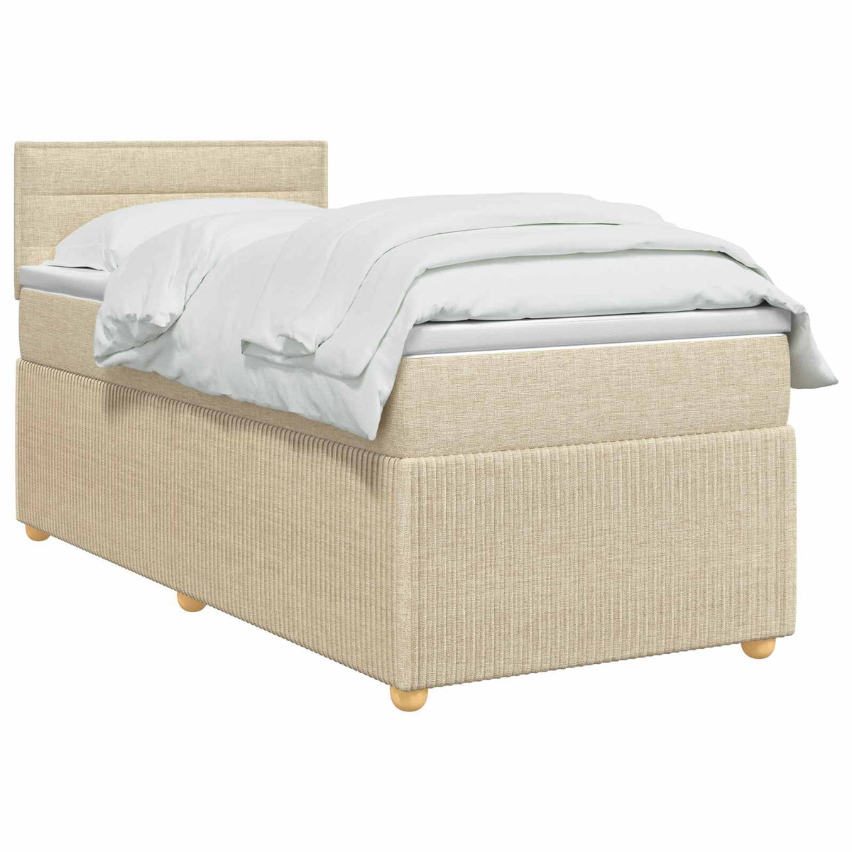 Boxspring ágy matraccal Krémszínű 90 x 200 cm Szövet 3