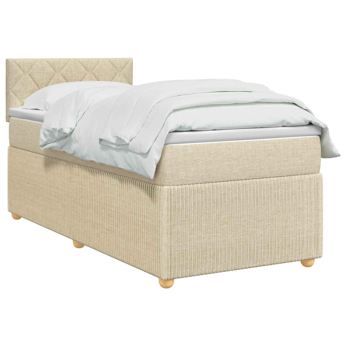Boxspring ágy matraccal Krémszínű 90 x 200 cm Szövet 3