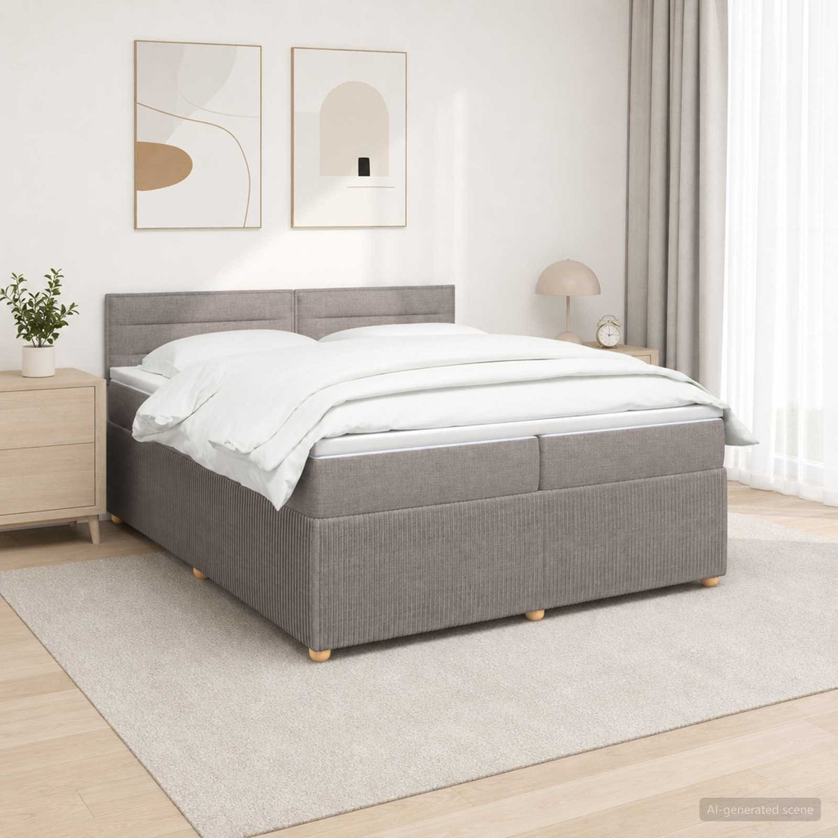Boxspring ágy matraccal Tópszínű 200 x 200 cm Szövet