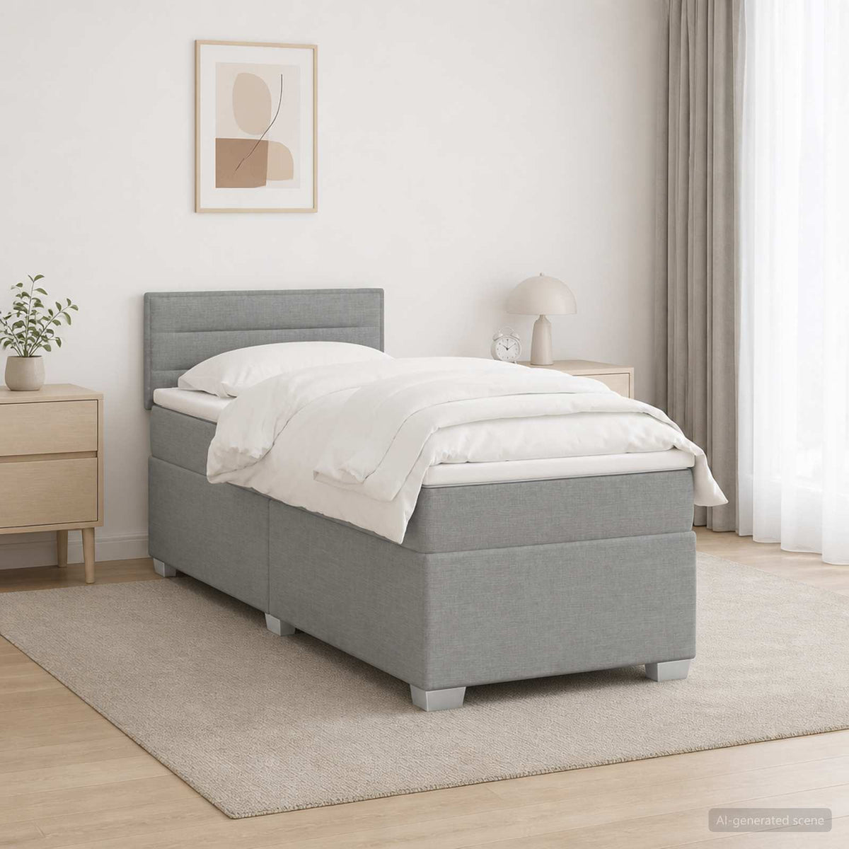 Boxspring ágy matraccal és LED-del Világosszürke 100 x 200 cm 4