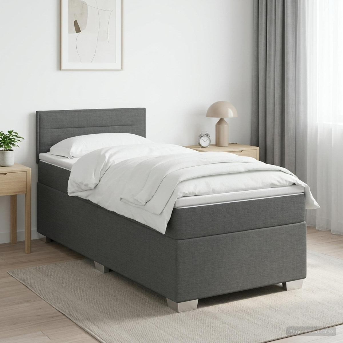 Boxspring ágy matraccal és LED-del Sötétszürke 100 x 200 cm
