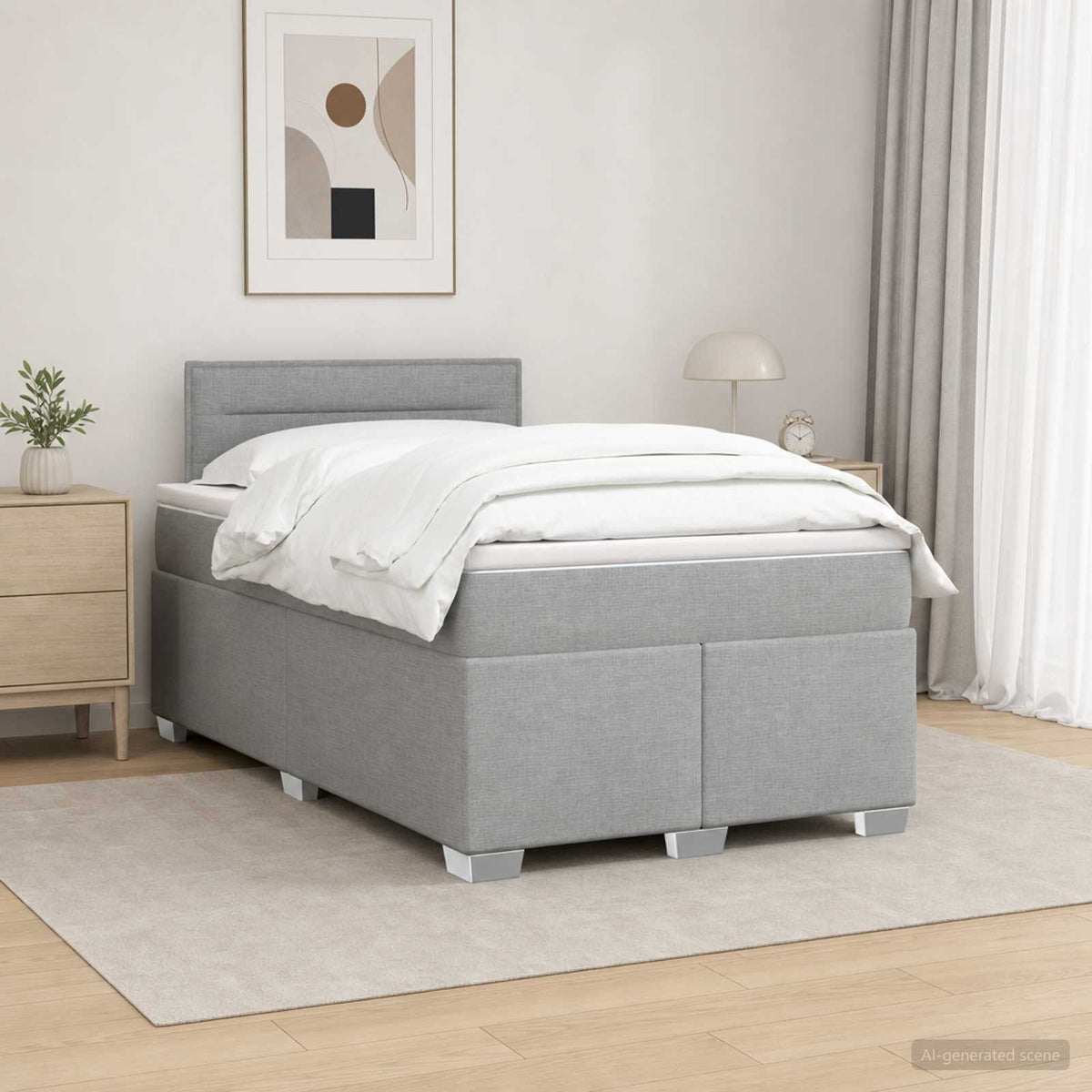 Boxspring ágy matraccal és LED-del Világosszürke 120 x 190 cm