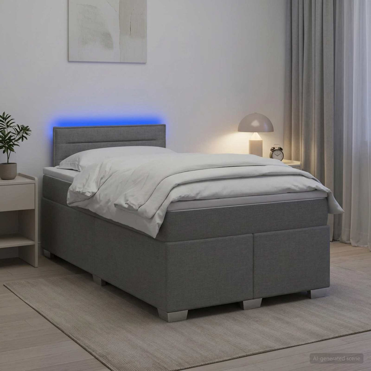 Boxspring ágy matraccal és LED-del Világosszürke 120 x 190 cm 4