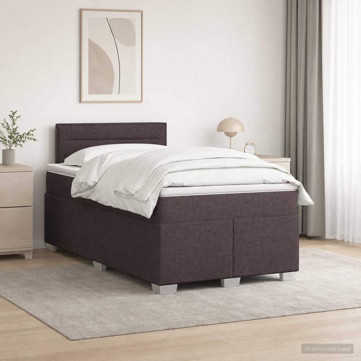 Boxspring ágy matraccal és LED-del Sötét Barna 120 x 190 cm 4