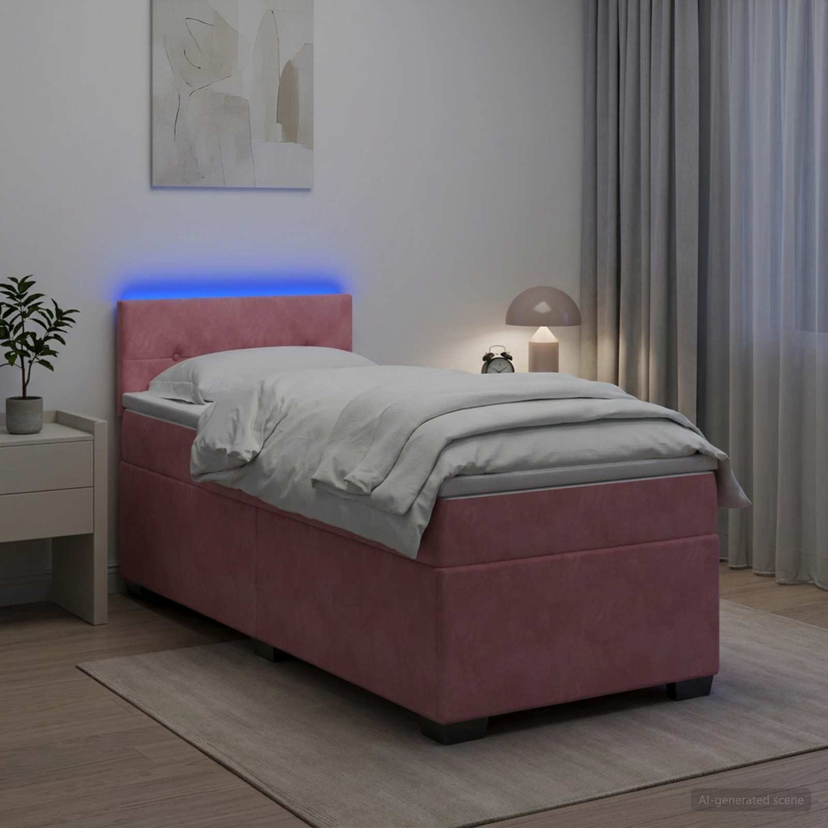 Boxspring ágy matraccal és LED-del Rózsaszín 90 x 200 cm 4