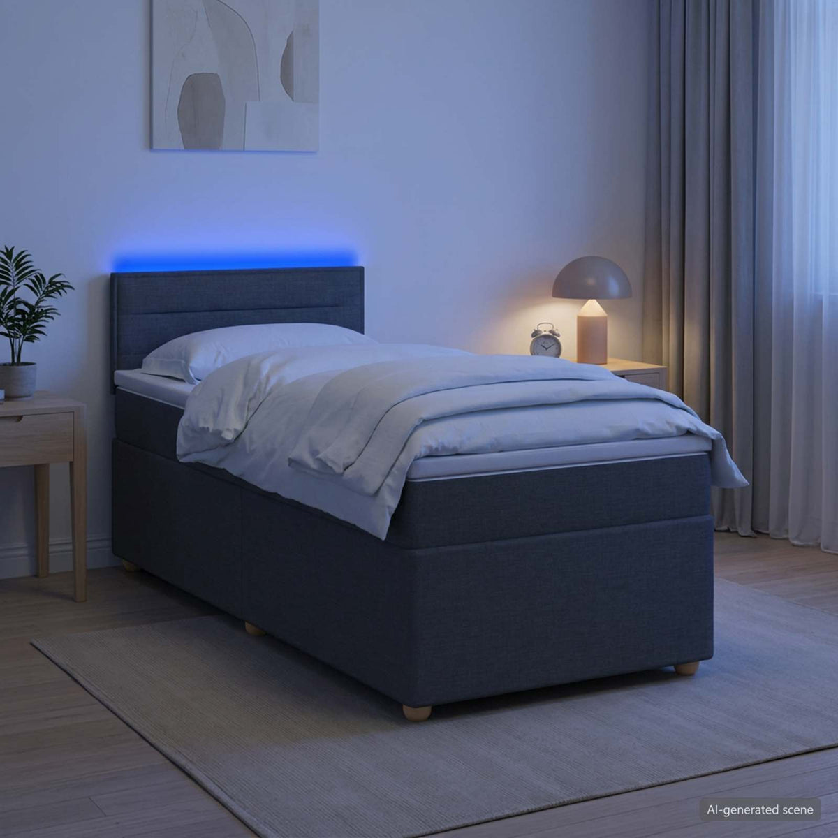 Boxspring ágy matraccal Sötétszürke 100 x 200 cm Szövet