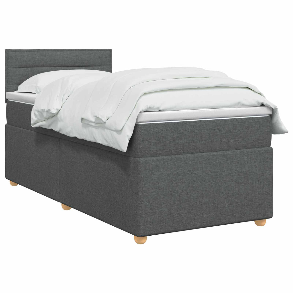 Boxspring ágy matraccal Sötétszürke 100 x 200 cm Szövet 3