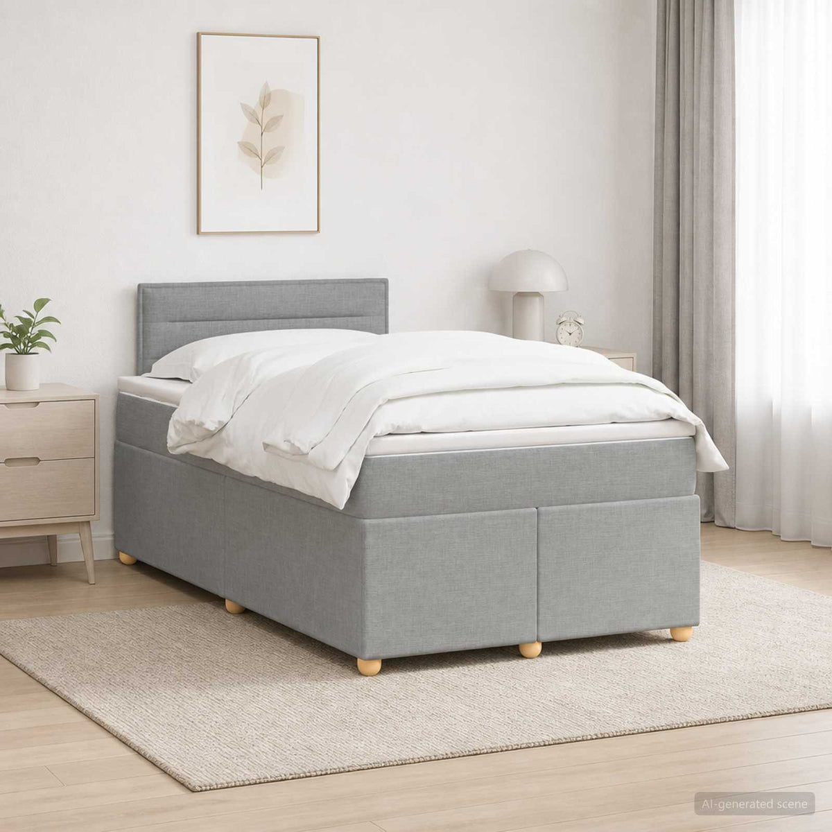 Boxspring ágy matraccal Világosszürke 120 x 190 cm Szövet