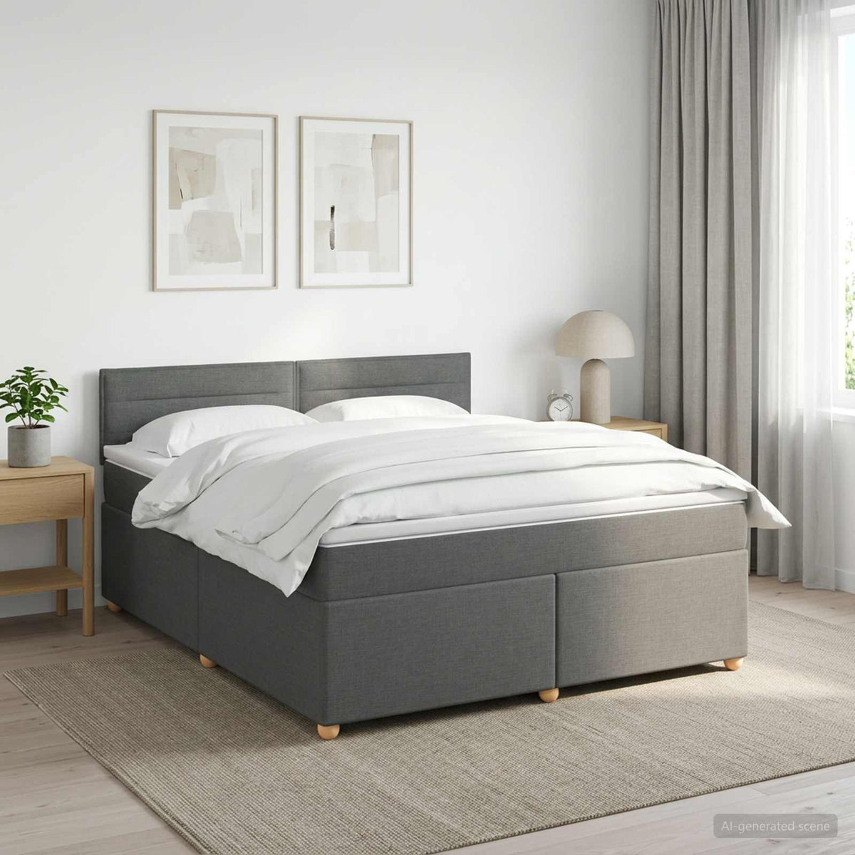 Boxspring ágy matraccal Sötétszürke 180 x 200 cm Szövet