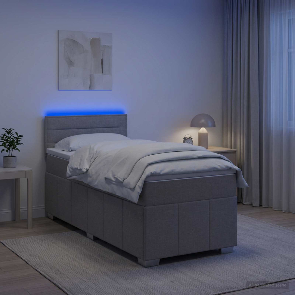 Boxspring ágy matraccal Világosszürke 100 x 200 cm Szövet