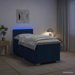 Boxspring ágy matraccal LED szalagokkal Kék 90 x 200 cm Szövet 4
