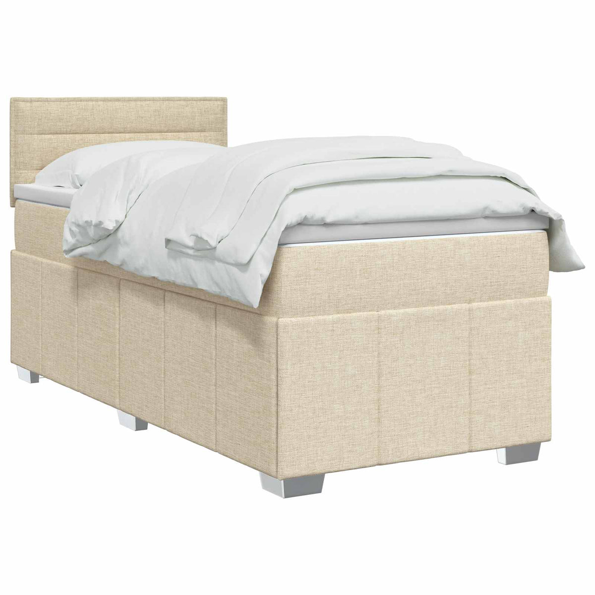 Boxspring ágy matraccal Krémszínű 90 x 200 cm Szövet 3