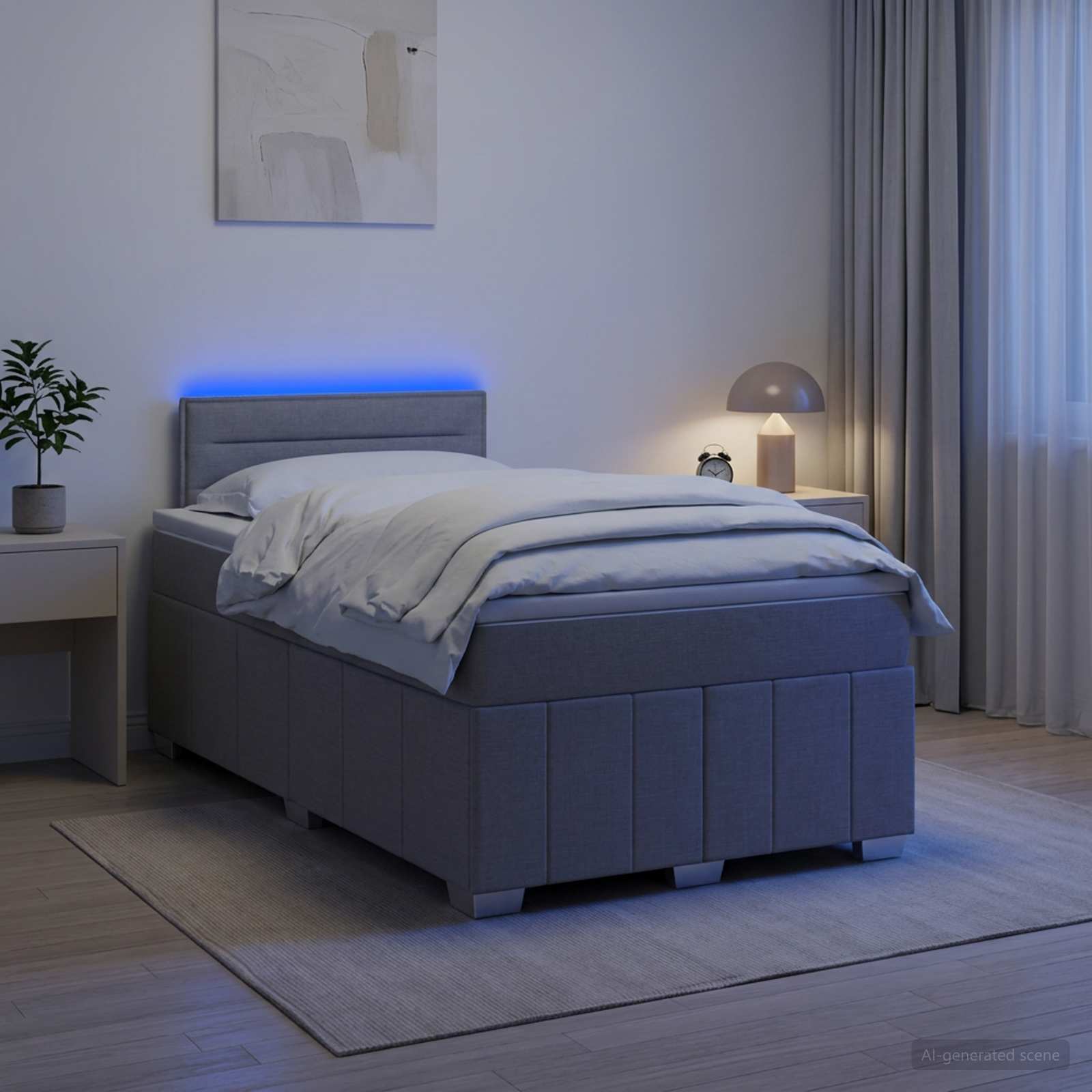 Boxspring ágy matraccal Világosszürke 120 x 190 cm Szövet
