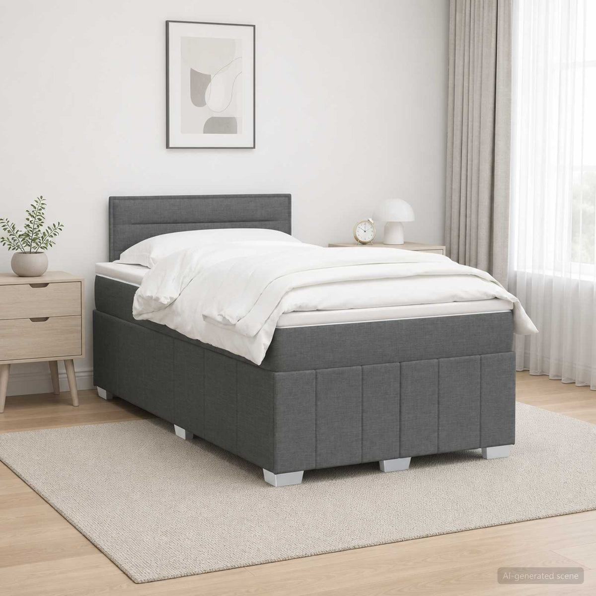 Boxspring ágy matraccal Sötétszürke 120 x 190 cm Szövet