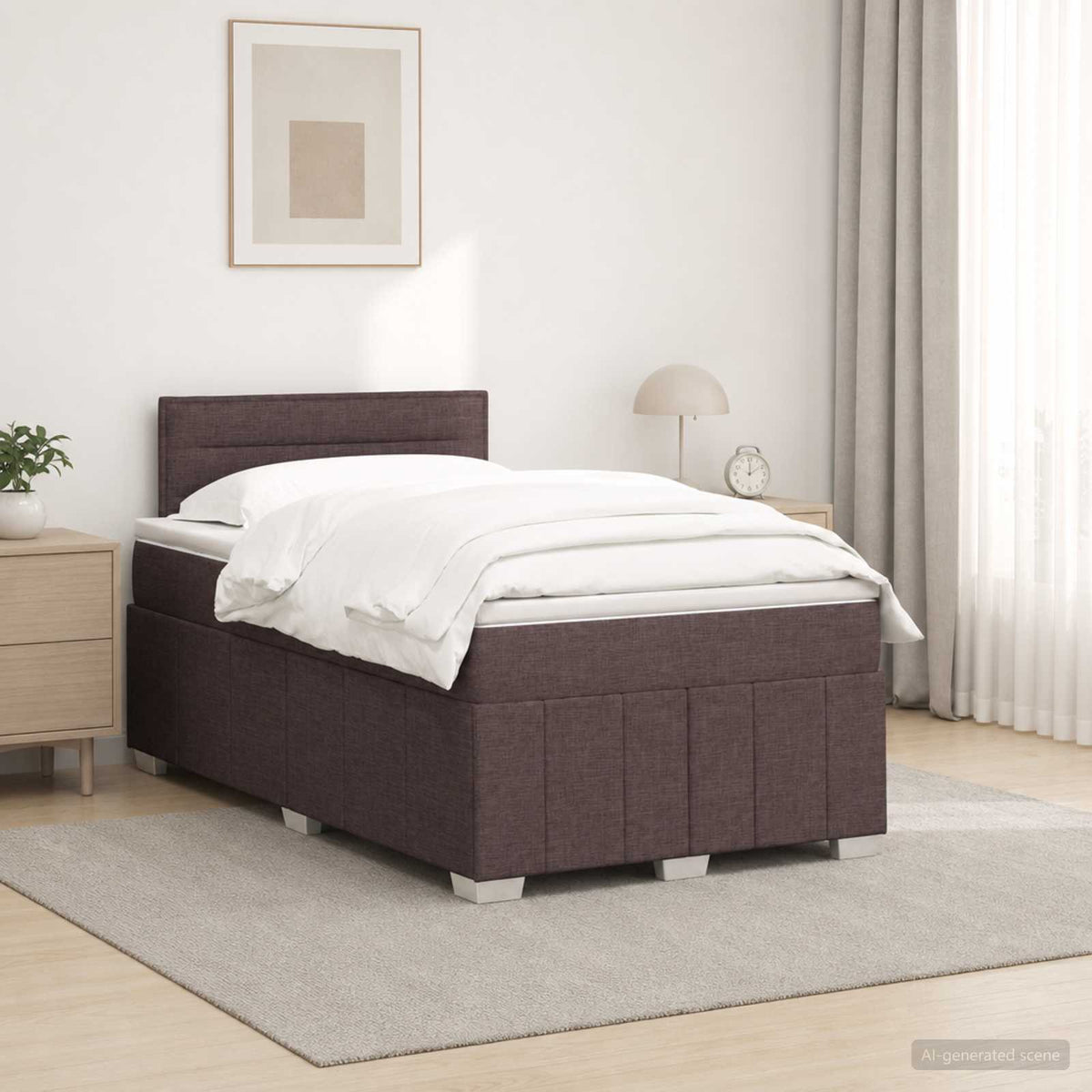 Boxspring ágy matraccal Sötét Barna 120 x 190 cm Szövet