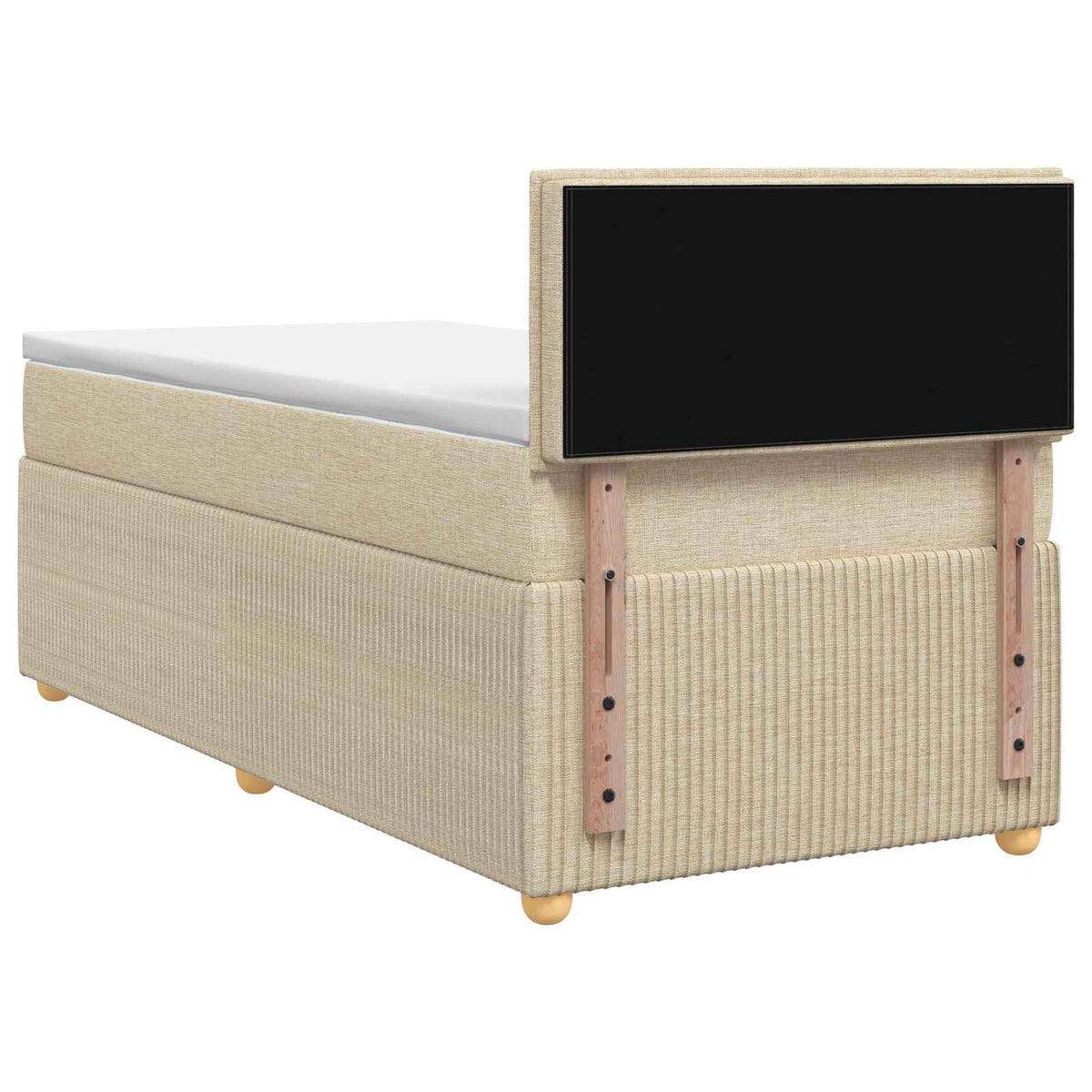 Boxspring ágy matraccal Krémszínű 90 x 200 cm Szövet 9