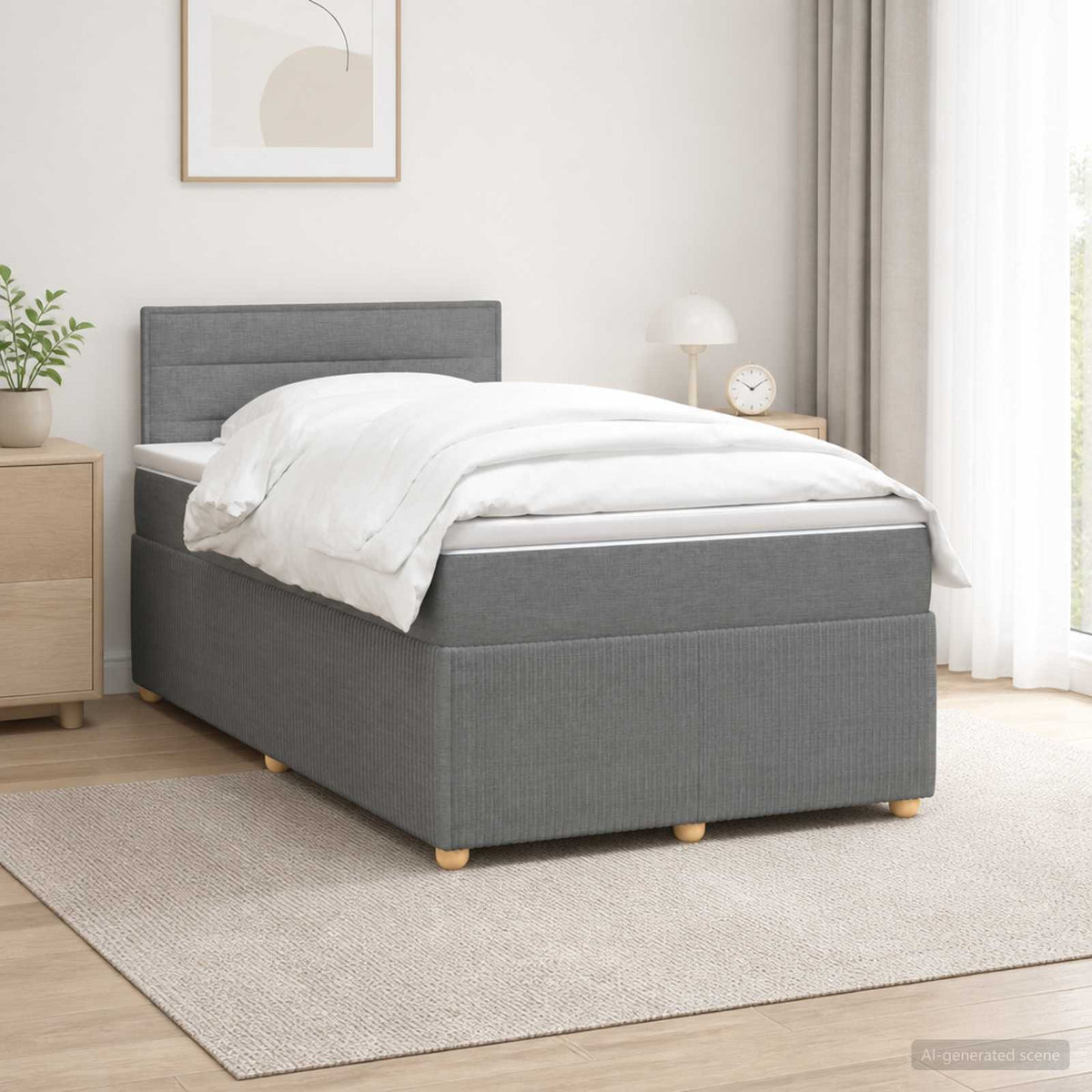 Boxspring ágy matraccal Sötétszürke 120 x 190 cm Szövet 4