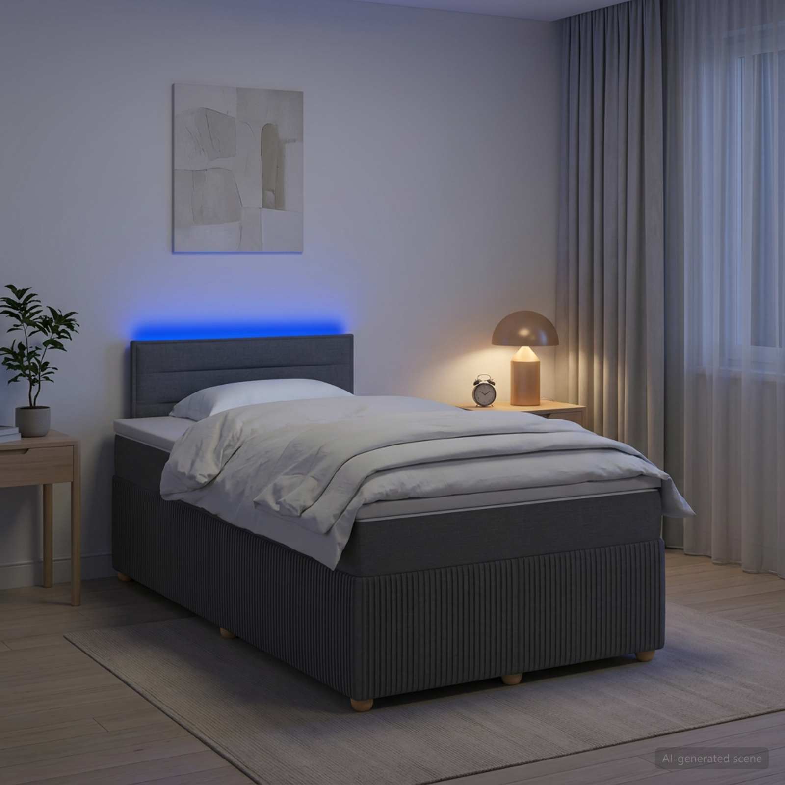 Boxspring ágy matraccal Sötétszürke 120 x 190 cm Szövet