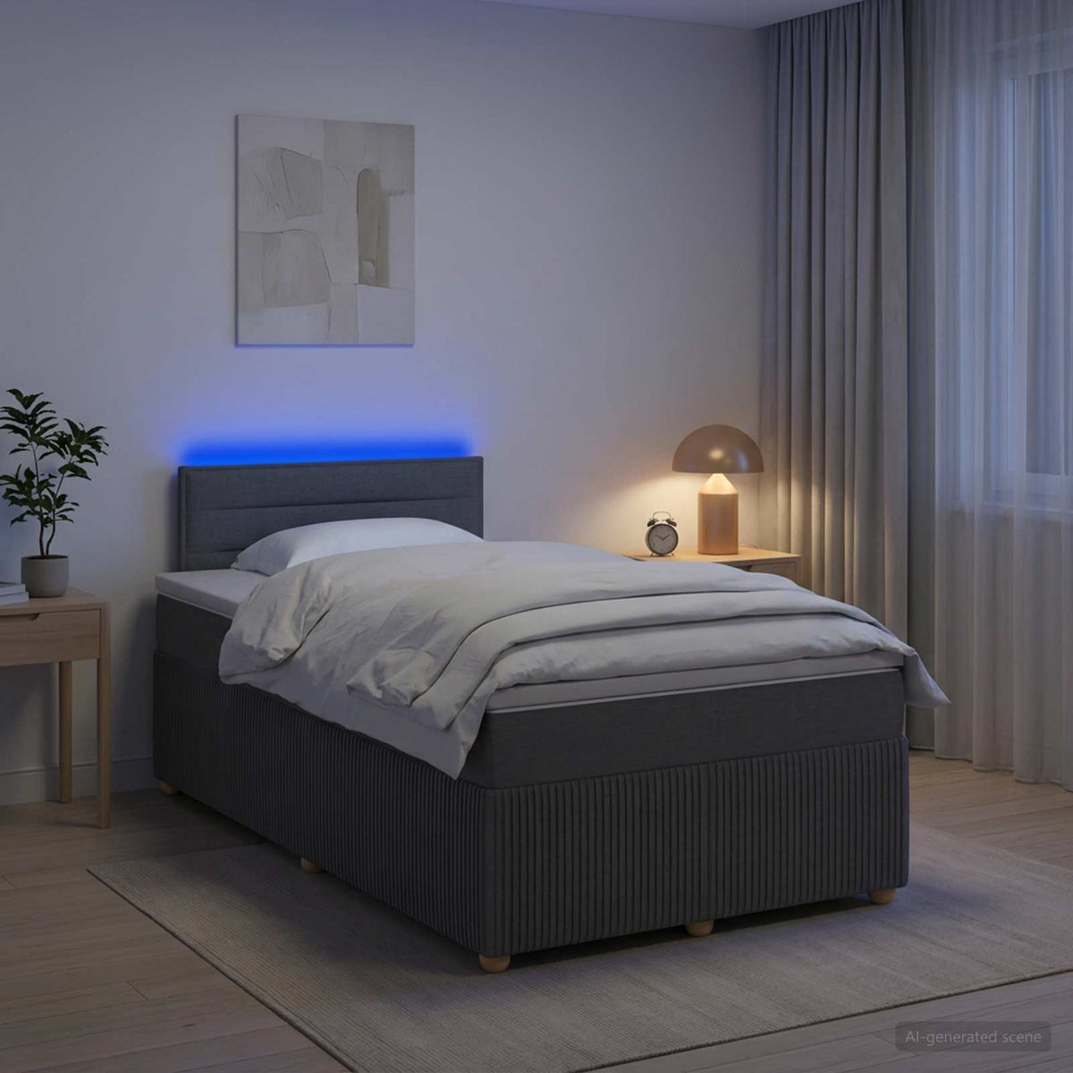 Boxspring ágy matraccal Sötétszürke 120 x 190 cm Szövet