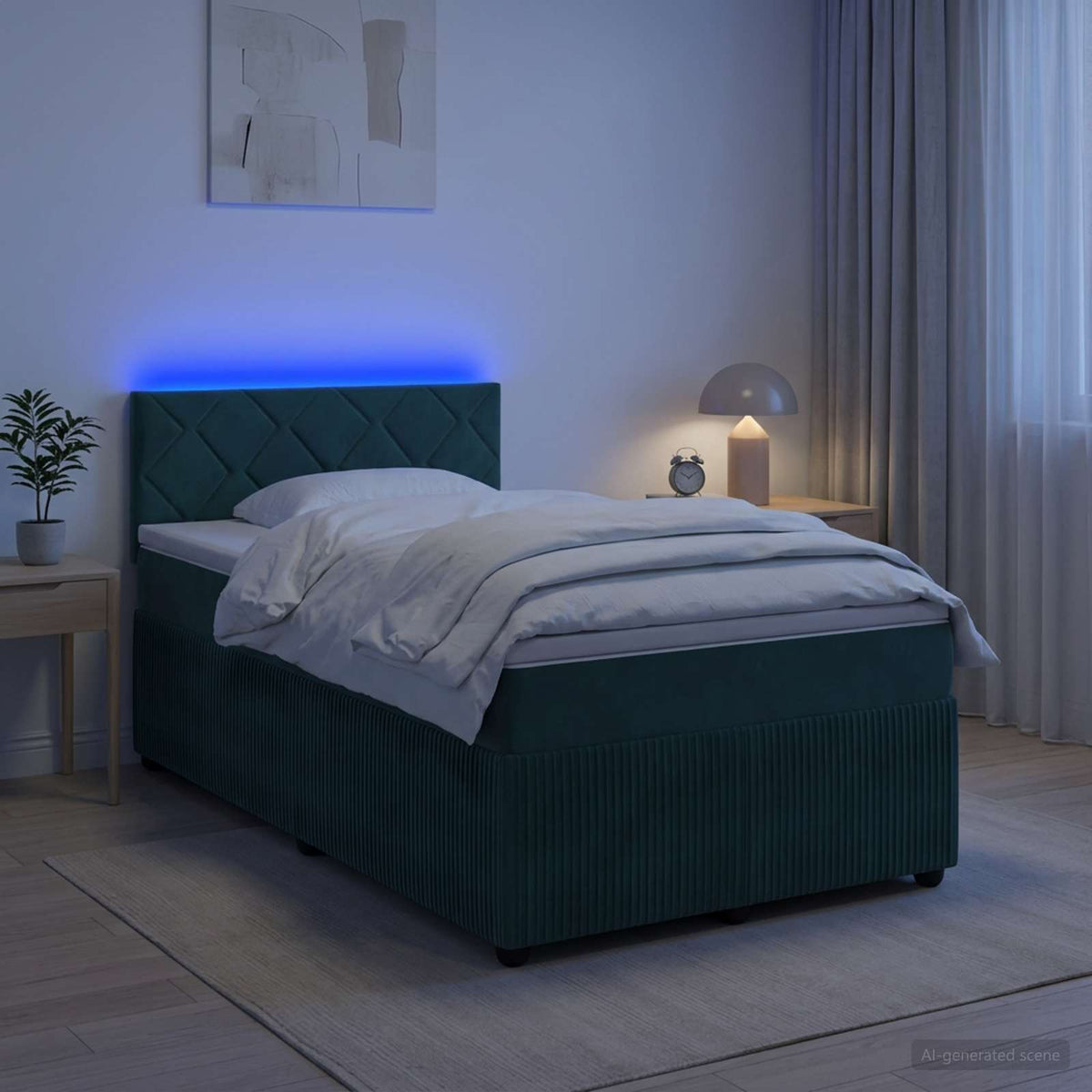 Boxspring ágy matraccal Sötétzöld 120 x 200 cm Bársony 4