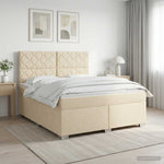 Boxspring ágy matraccal Krémszínű 140 x 190 cm Szövet