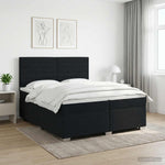 Boxspring ágy matraccal fejtámlával Fekete 200 x 200 cm Szövet
