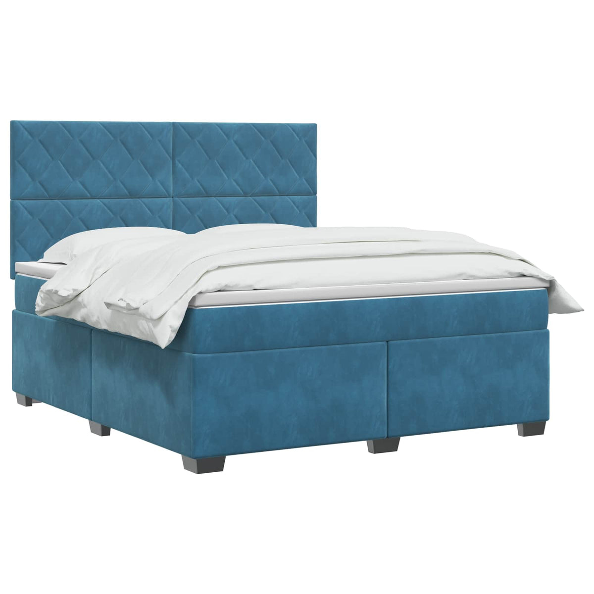 Boxspring ágy matraccal fejtámlával Kék 160 x 200 cm Bársony 3