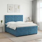 Boxspring ágy matraccal fejtámlával Kék 160 x 200 cm Bársony