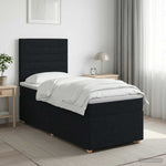 Boxspring ágy matraccal fejtámlával Fekete 100 x 200 cm Szövet