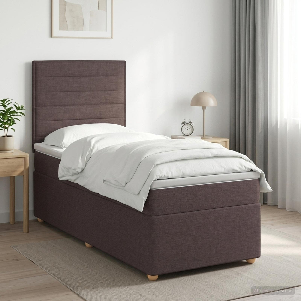 Boxspring ágy matraccal Sötét Barna 80 x 200 cm Szövet