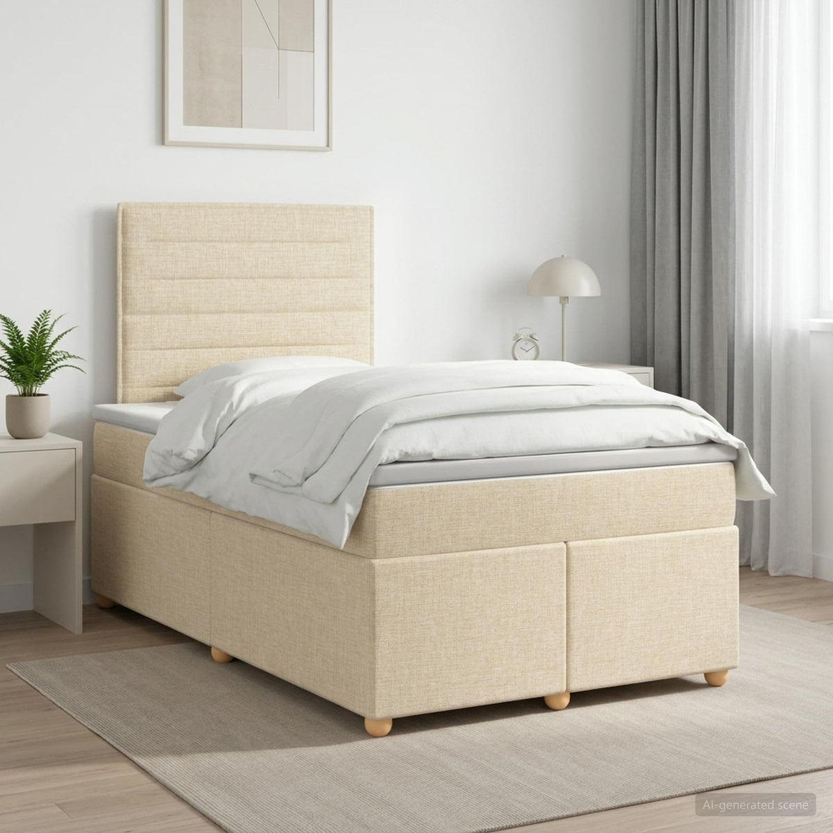 Boxspring ágy matraccal Krémszínű 120 x 200 cm Szövet