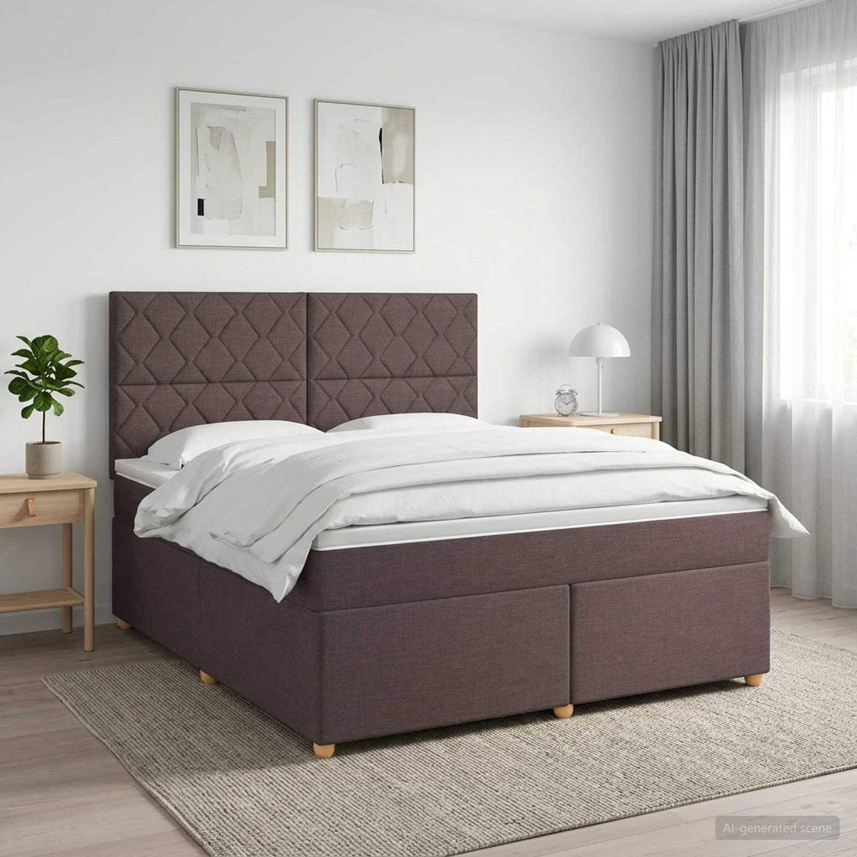 Boxspring ágy matraccal Sötét Barna 160 x 200 cm Szövet