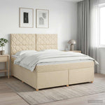 Boxspring ágy matraccal Krémszínű 140 x 190 cm Szövet