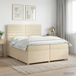 Boxspring ágy matraccal Krémszínű 200 x 200 cm Szövet