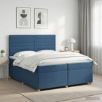 Boxspring ágy matraccal fejtámlával Kék 200 x 200 cm Szövet