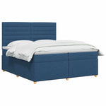 Boxspring ágy matraccal fejtámlával Kék 200 x 200 cm Szövet 3