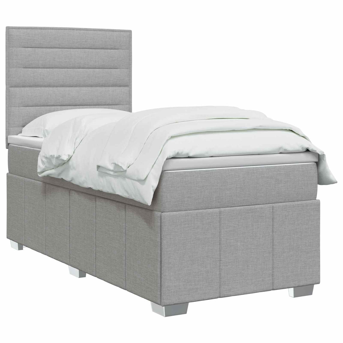 Boxspring ágy matraccal Világosszürke 90 x 200 cm Szövet 3