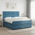 Boxspring ágy matraccal fejtámlával Kék 160 x 200 cm Bársony