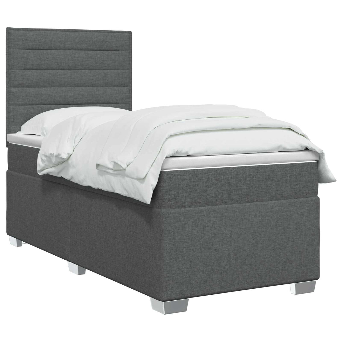 Boxspring ágy matraccal Sötétszürke 90 x 200 cm Szövet 3