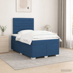 Boxspring ágy matraccal LED szalagokkal Kék 120 x 200 cm Szövet 4