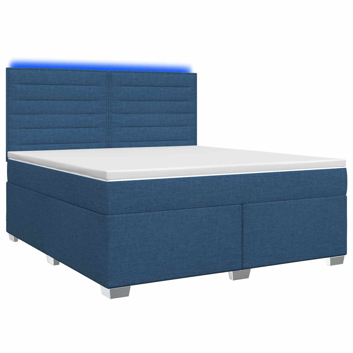 Boxspring ágy matraccal LED szalagokkal Kék 160 x 200 cm Szövet 2
