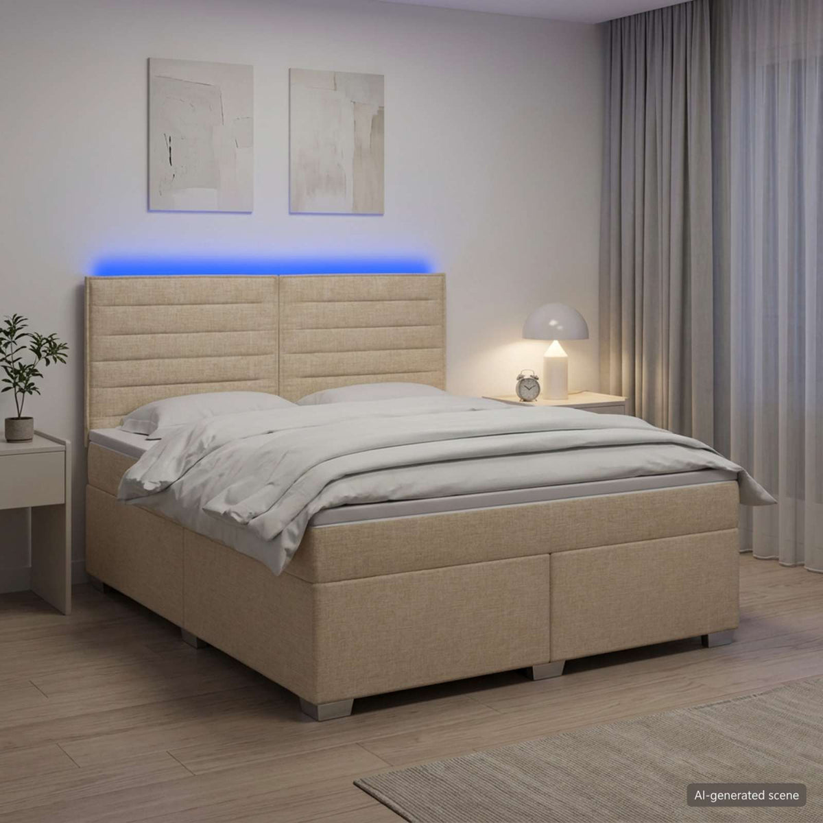 Boxspring ágy matraccal Krémszínű 160 x 200 cm Szövet
