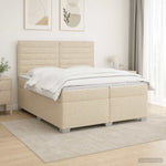 Boxspring ágy matraccal Krémszínű 200 x 200 cm Szövet