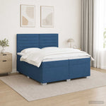 Boxspring ágy matraccal LED szalagokkal Kék 200 x 200 cm Szövet