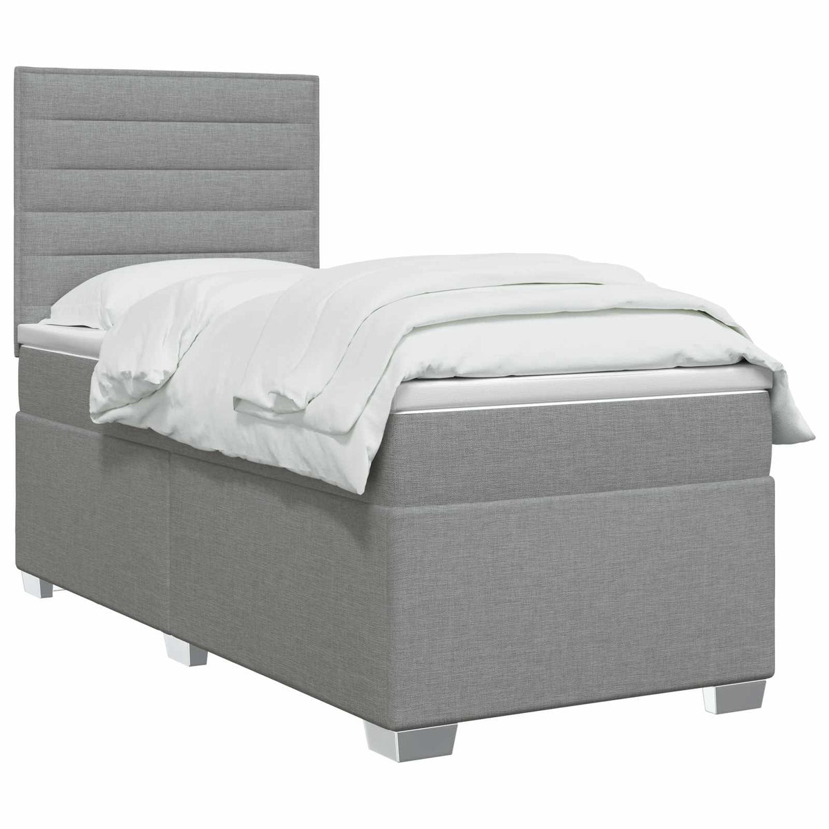 Boxspring ágy matraccal és LED-del Világosszürke 90 x 190 cm 3