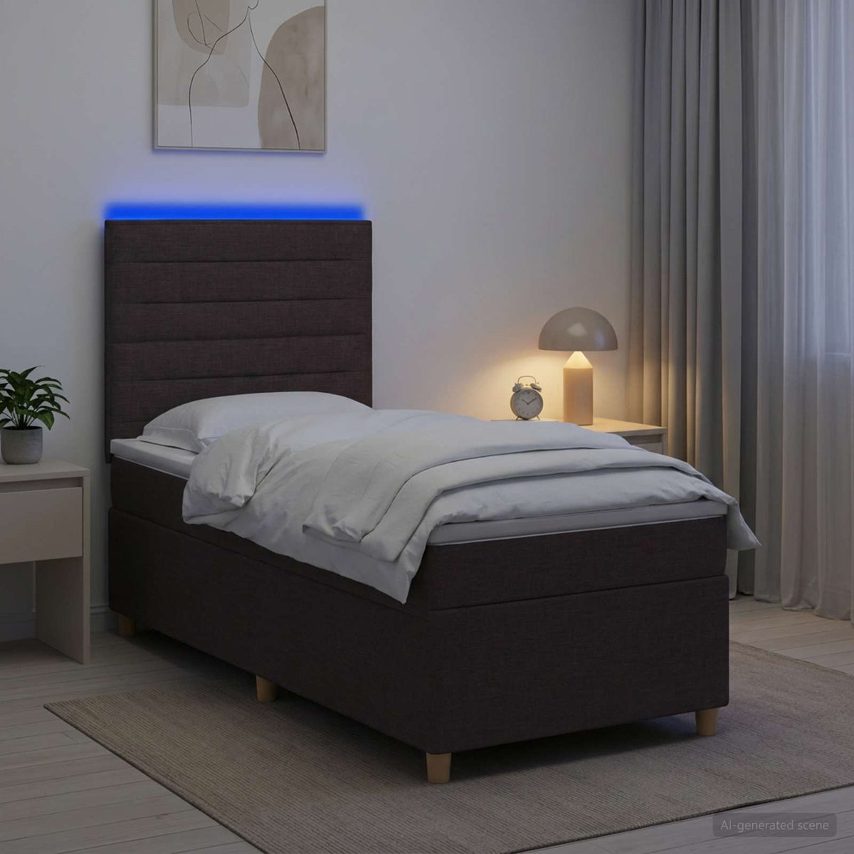 Boxspring ágy matraccal Sötét Barna 80 x 200 cm Szövet
